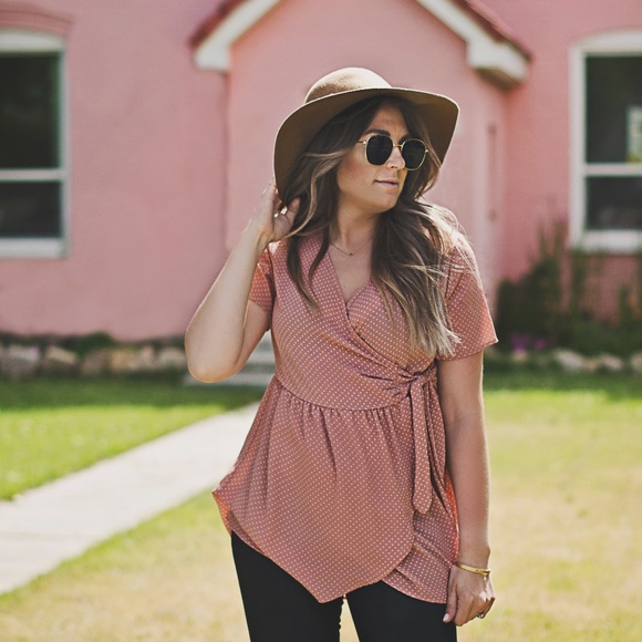 Polka Dot Wrap Tie Top - Picture 7 of 7